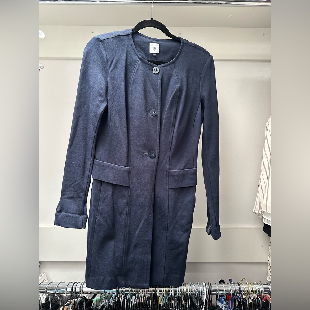 CAbi Navy Long Coat Size XS